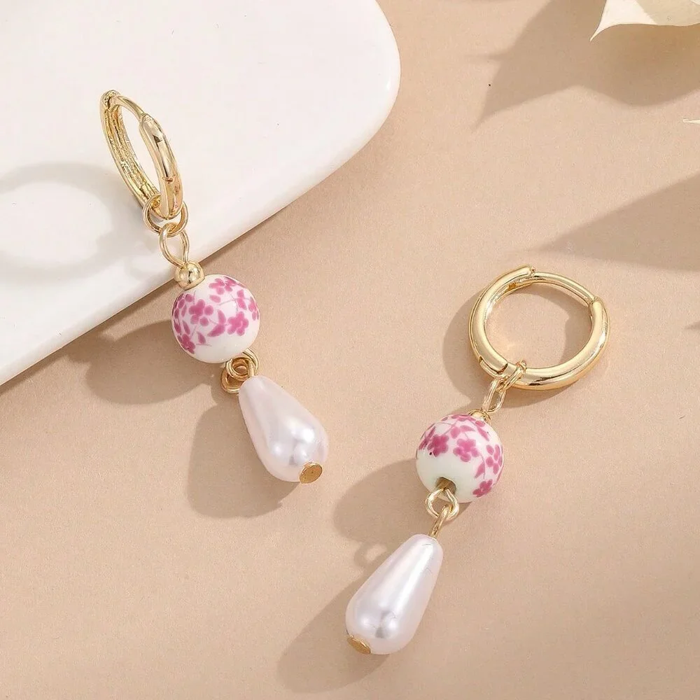 Multicolor Sexy Women's Style Faux Pearl Ceramic Pendant Earrings - Picture 7 of 11